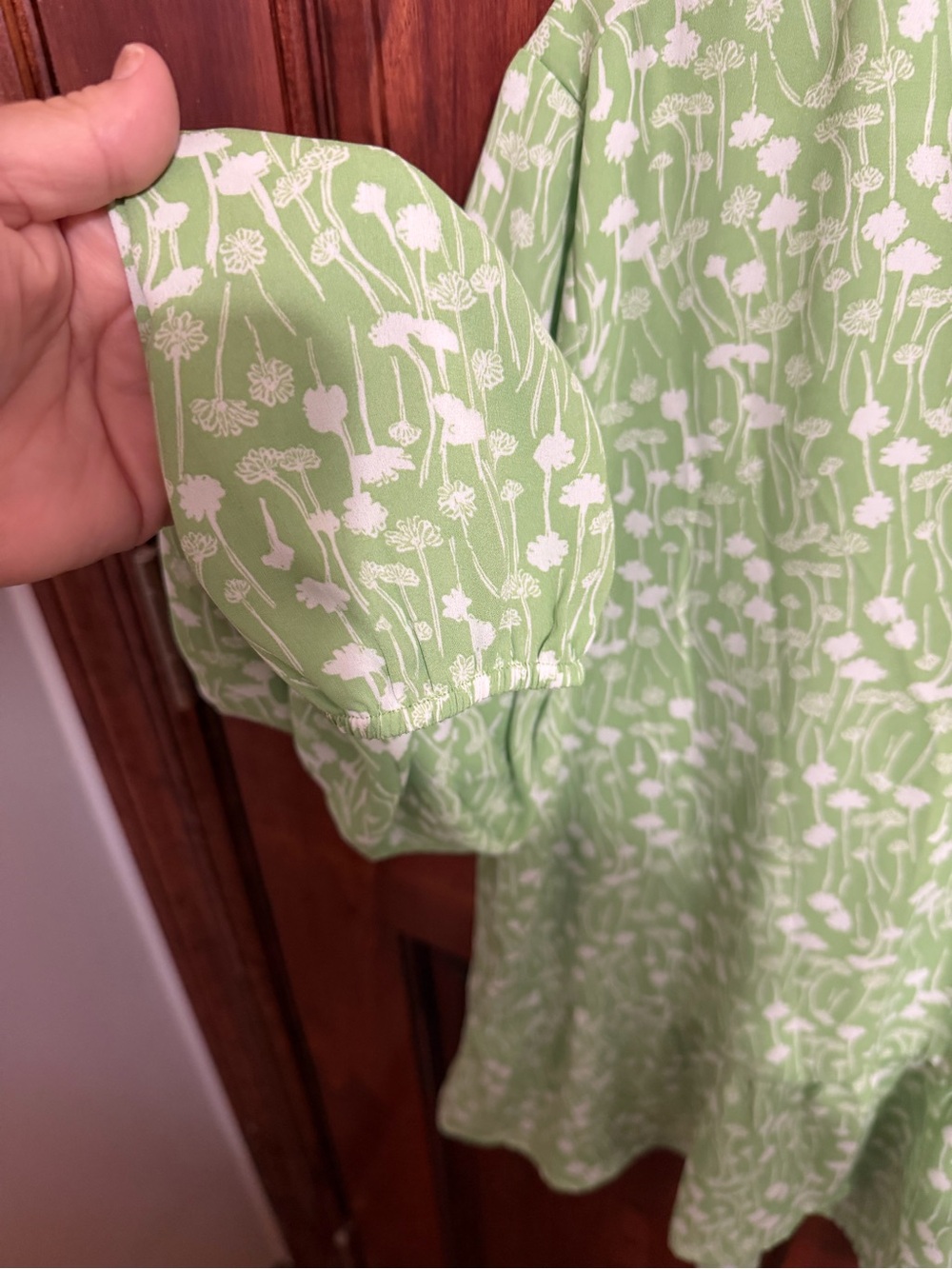 LOFT Light Green Floral V-Neck Peplum Blouse - Picture 3 of 5